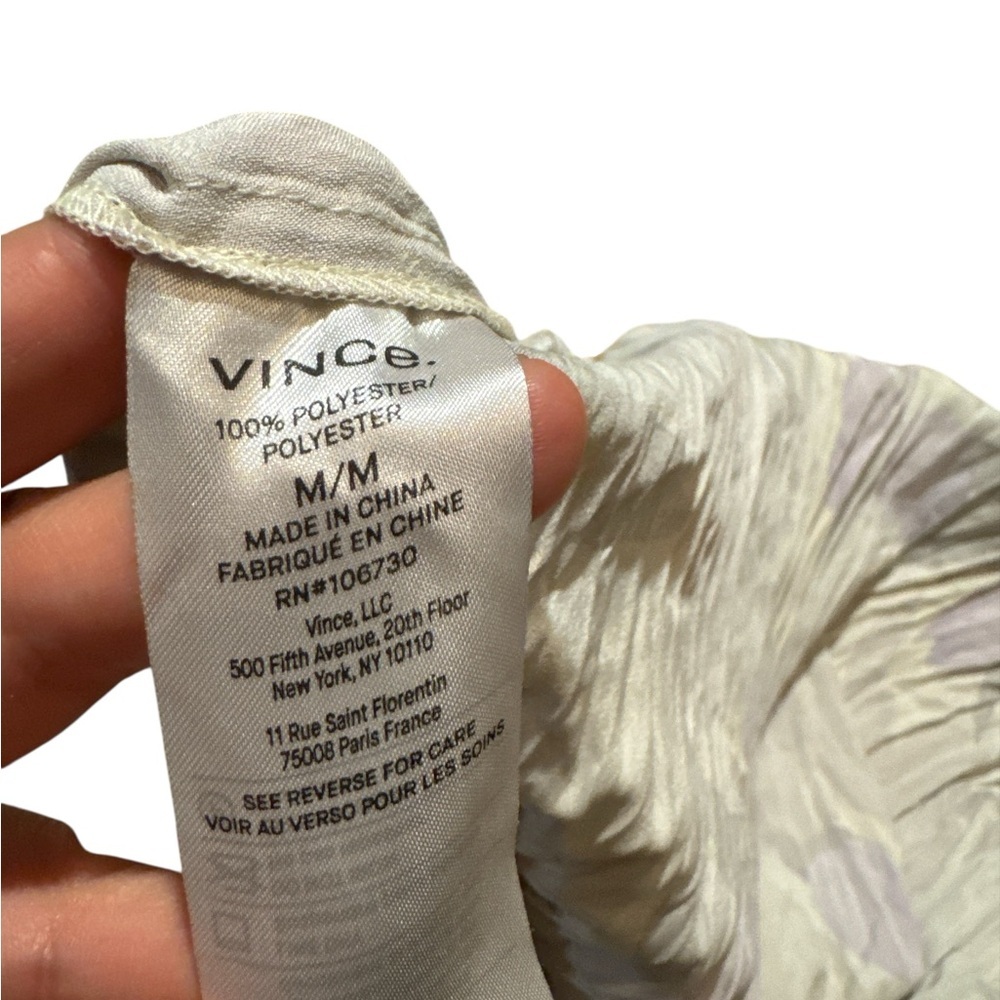 VINCE Nouveau Magnolia Crushed Satin Cami Midi Dress M Pleated Floral Print - Picture 7 of 7
